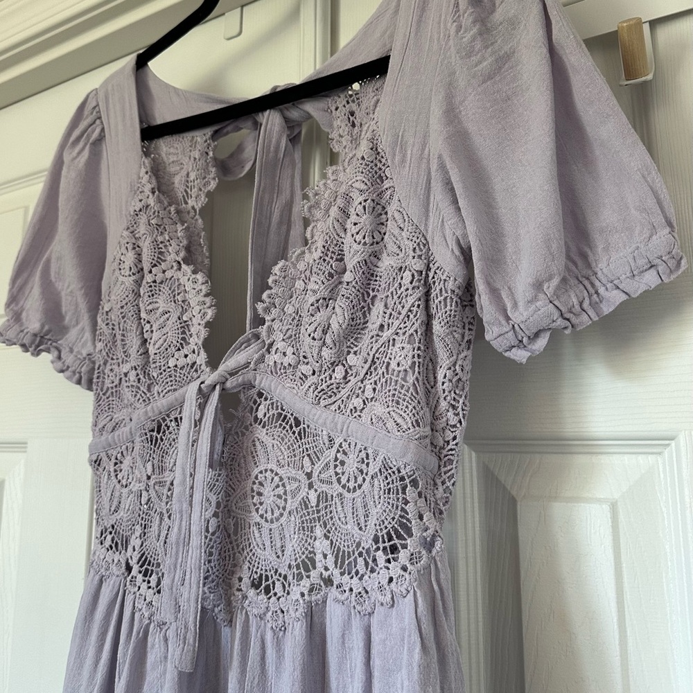 Free People Lavender Lace-Trim Midi Dress - Picture 5 of 9